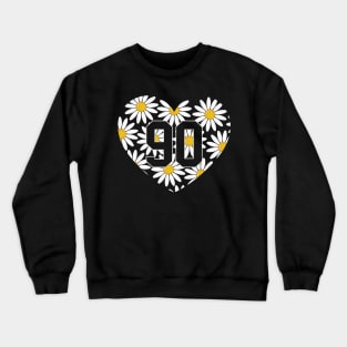 Heart Shape Valentine's Day Love Floral Daisy Flowers Crewneck Sweatshirt